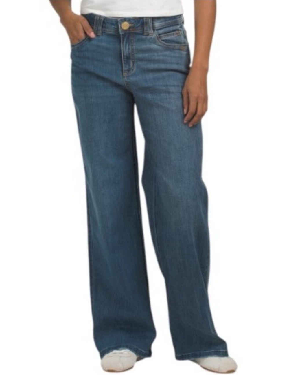 NWT Democracy Ab Tech High Rise Wide Leg Jeans Medium Wash Blue Size 6
